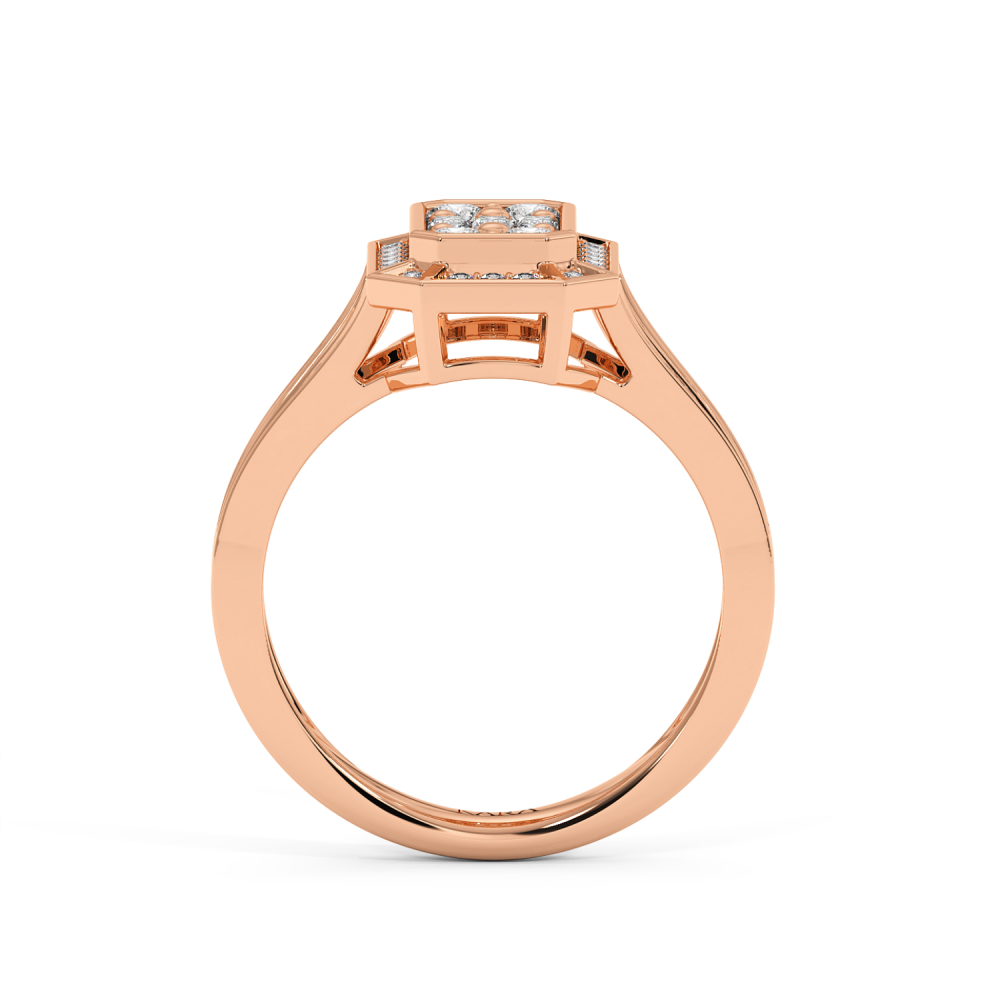 Inel cu Diamante Baget de 0.13ct si Diamante Rotunde de 0.55ct