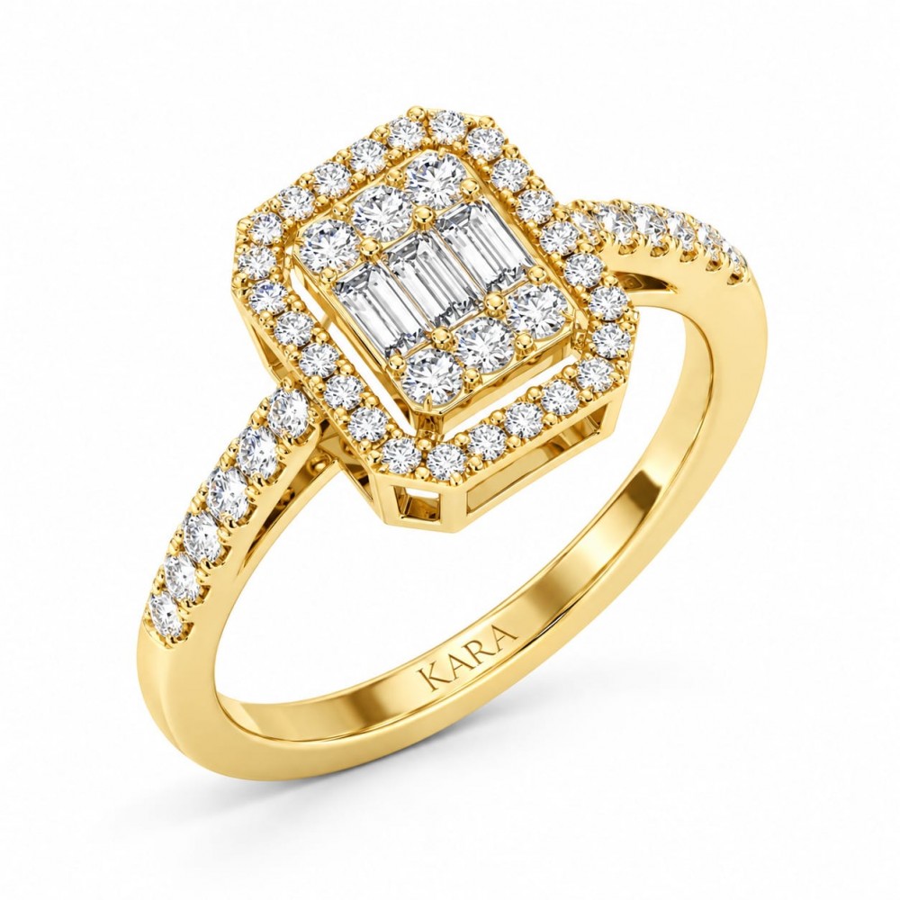 Inel cu Diamante Baget de 0.31 ct si diamante rotunde de 0.40 ct