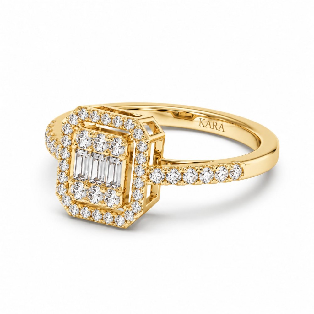 Inel cu Diamante Baget de 0.31 ct si diamante rotunde de 0.40 ct