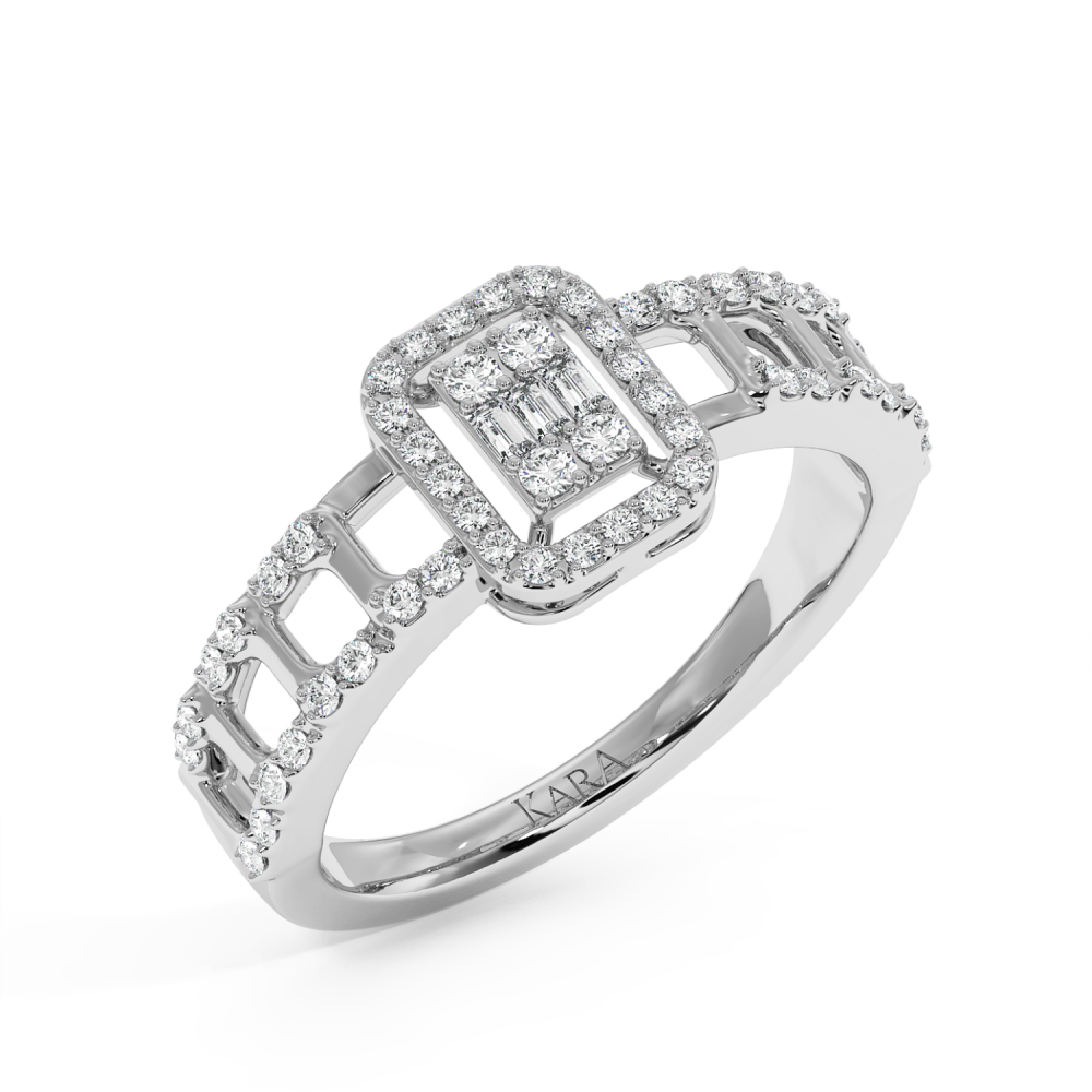 Inel cu Diamante rotunde de 0.32 ct si Diamante Baget de 0.02 ct