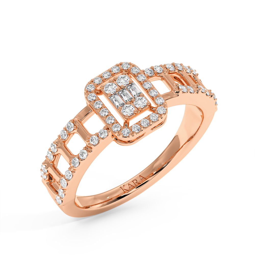 Inel cu Diamante rotunde de 0.32 ct si Diamante Baget de 0.02 ct