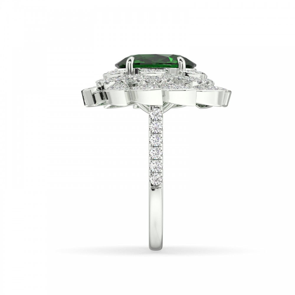 Inel cu Diamante de 0.97 ct si Smarald de 5.10 ct