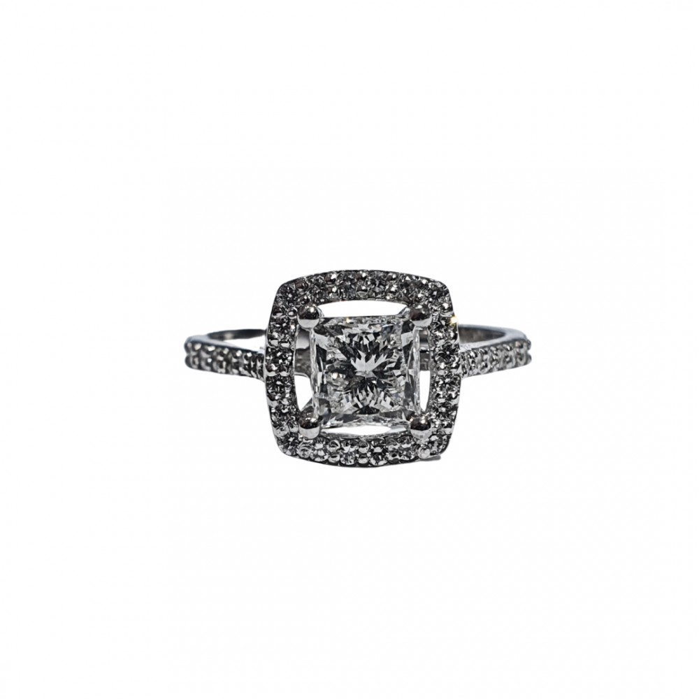 Inel cu Diamant central de 1.04 ct si diamante laterale de 0.30