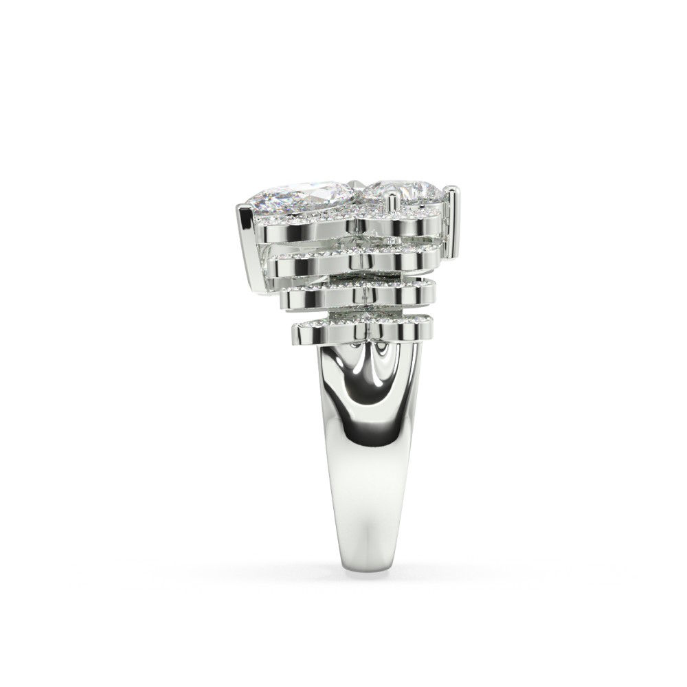 Inel cu Diamante Marquise de 1.43 ct, Diamante rotunde de 0.27 ct ct si Diamante pear de 0.81 ct