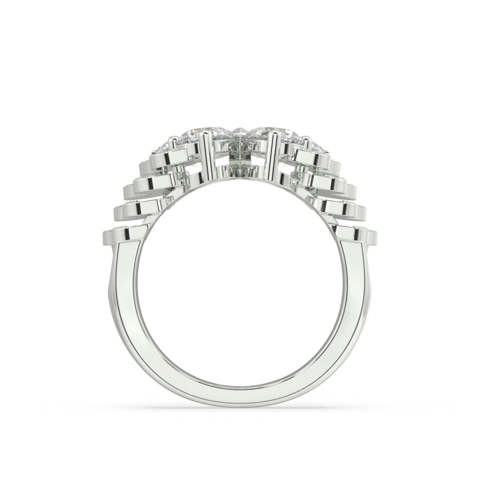 Inel cu Diamante Marquise de 1.43 ct, Diamante rotunde de 0.27 ct ct si Diamante pear de 0.81 ct