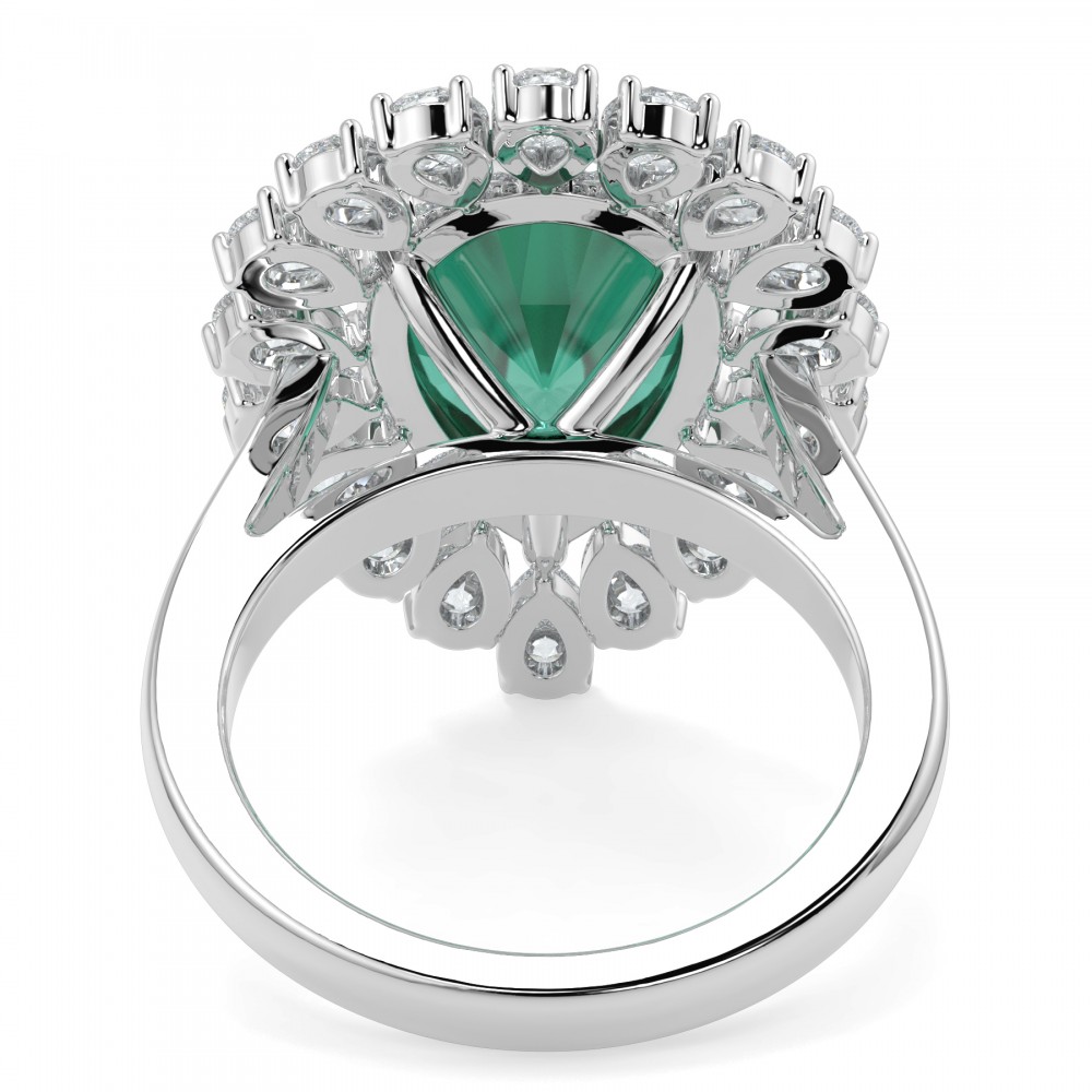 Inel cu Diamante Pear de 1.95 ct si Smarald de 6.07 ct