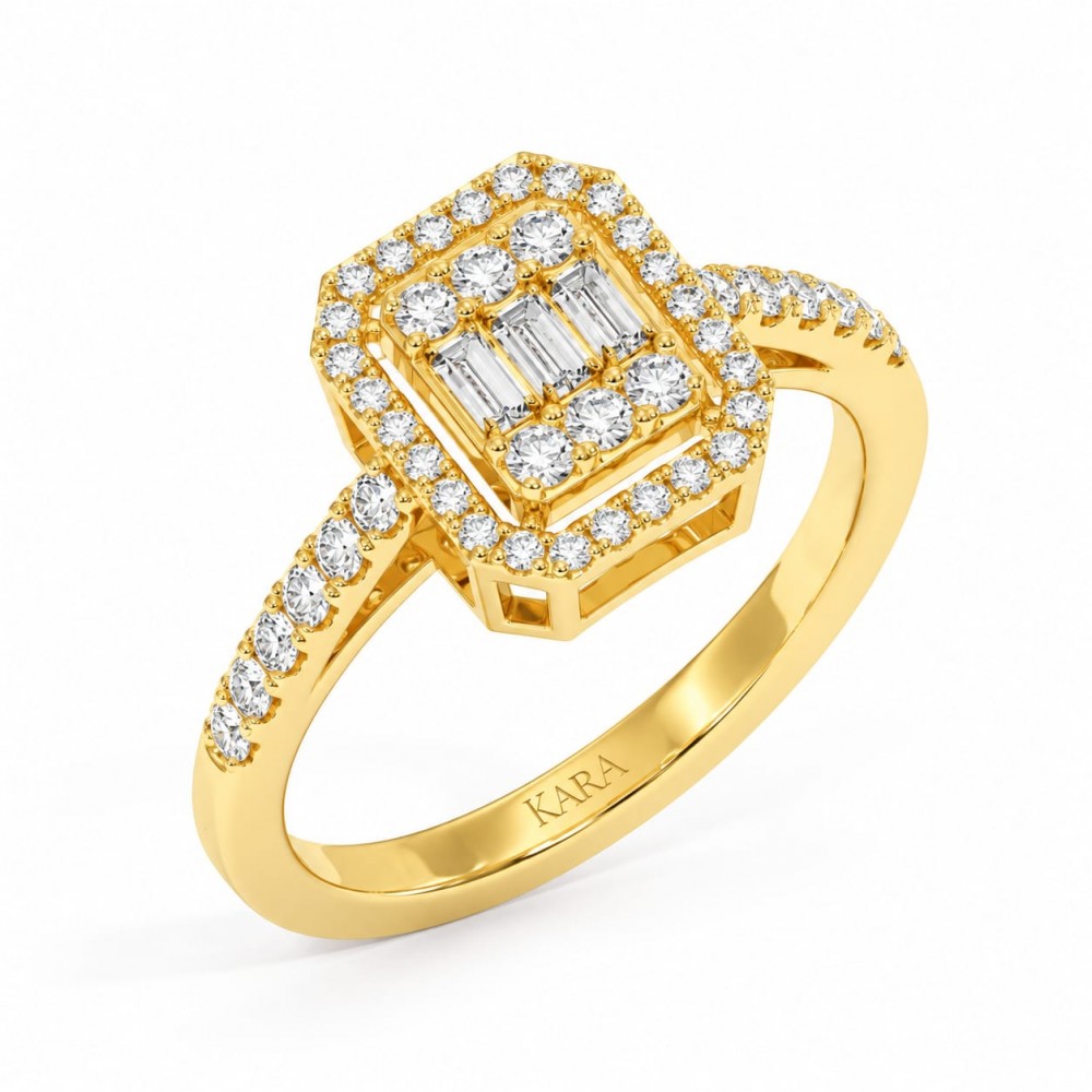 Inel cu Diamante rotunde de 0.19 ct si Diamante Baget de 0.04 ct
