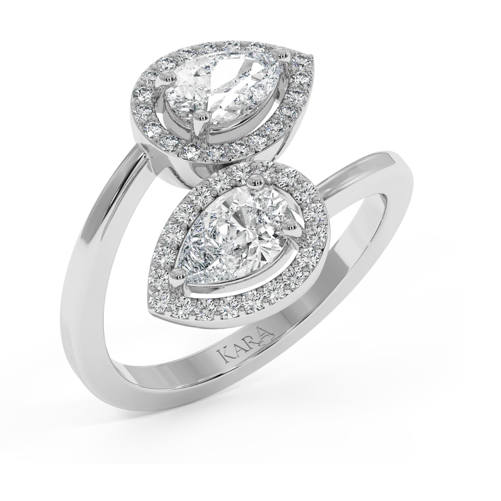 Inel cu Diamante rotunde de 0.20 ct si diamante Pear de 1.04 ct