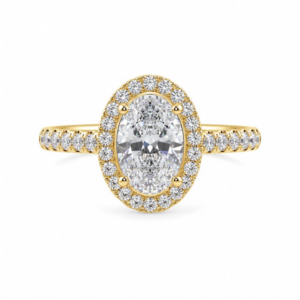 Inel cu Diamante rotunde de 0.21 ct si diamant Oval de 0.40 ct
