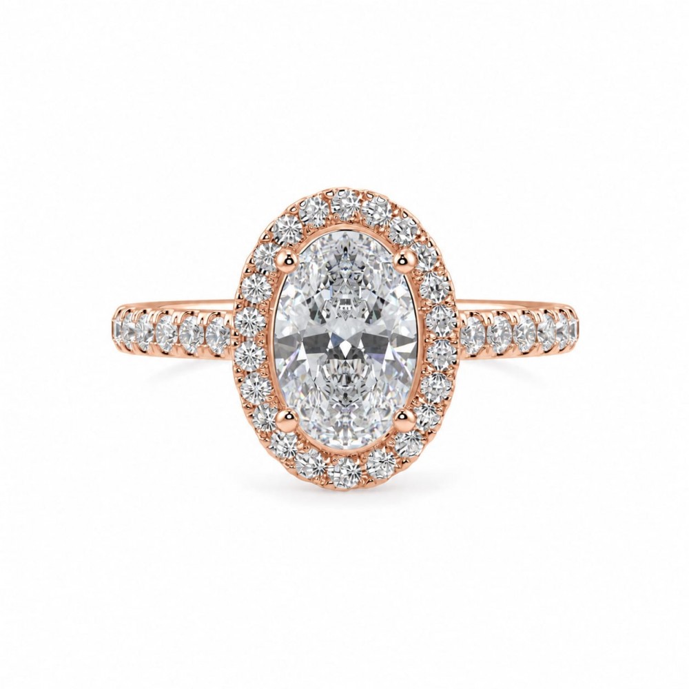 Inel cu Diamante rotunde de 0.21 ct si diamant Oval de 0.40 ct