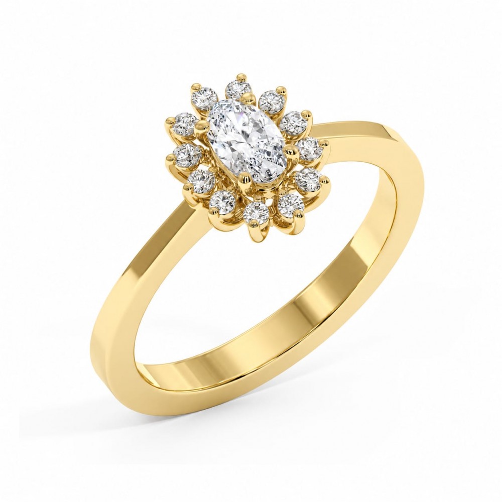 Inel cu Diamante rotunde de 0.22 ct si diamant Oval de 0.29 ct