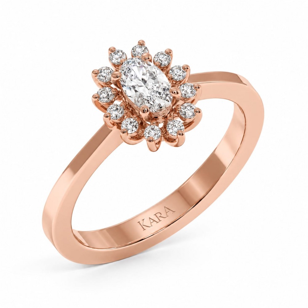 Inel cu Diamante rotunde de 0.22 ct si diamant Oval de 0.29 ct