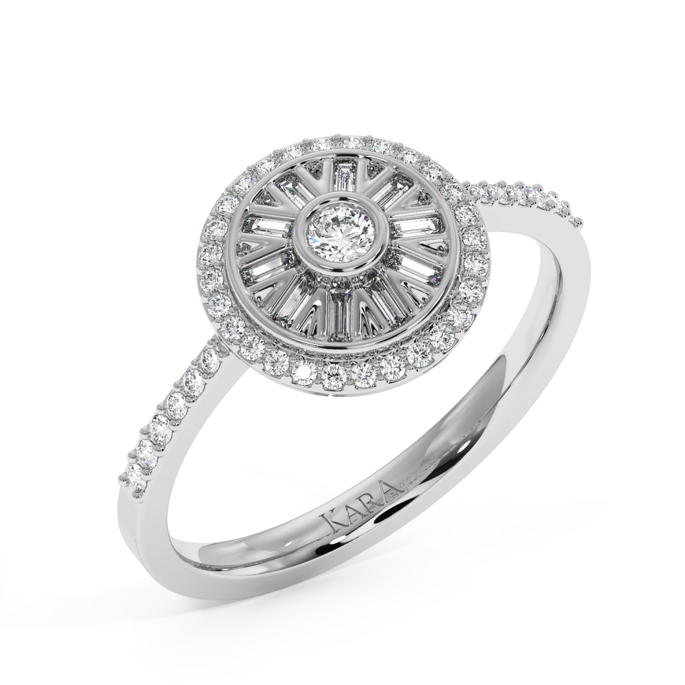 Inel cu Diamante rotunde de 0.23 ct si Diamante Baget de 0.10 ct