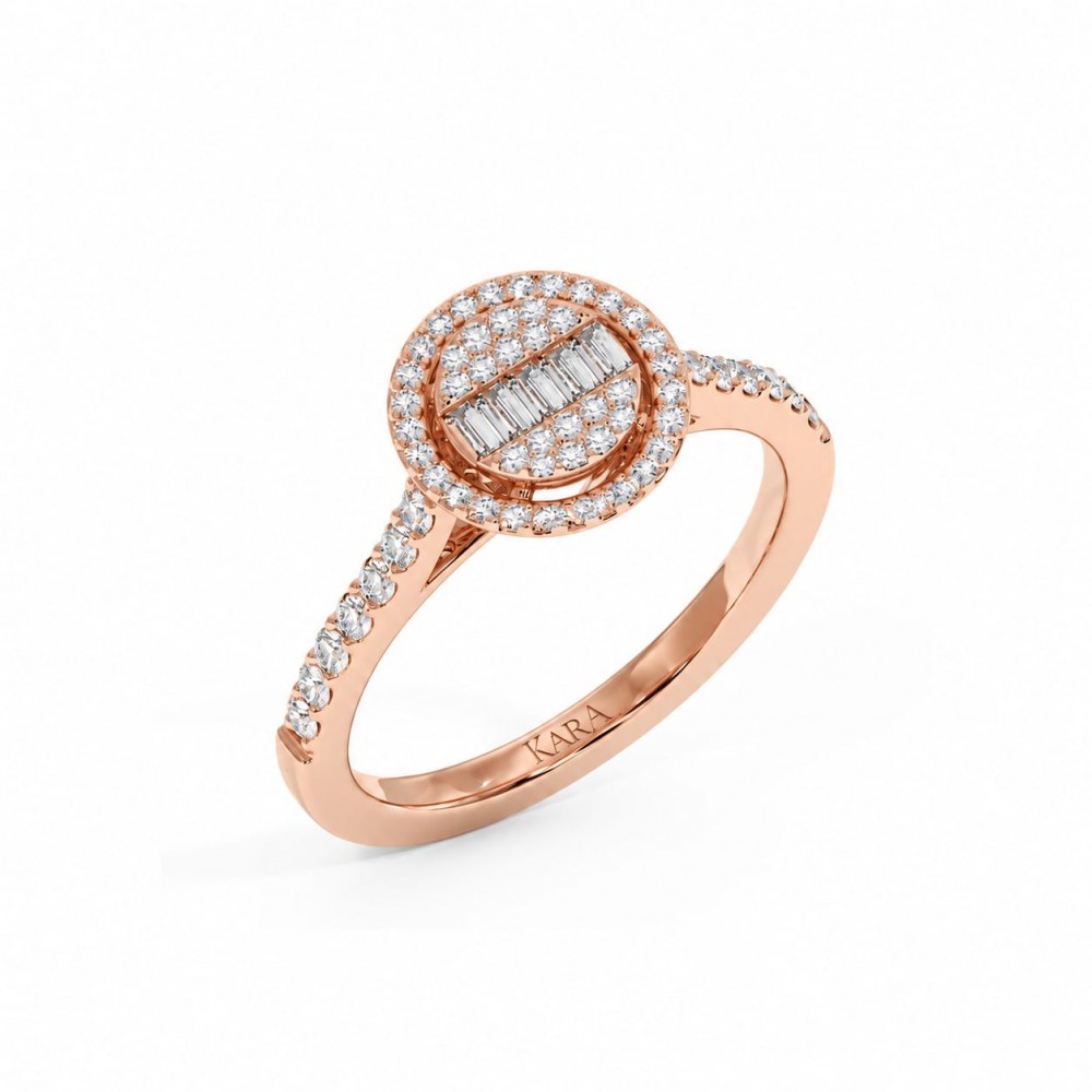 Inel cu Diamante rotunde de 0.29 ct si Diamante Baget de 0.14 ct