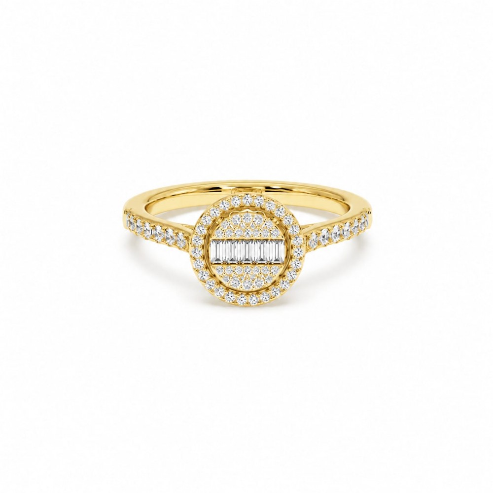 Inel cu Diamante rotunde de 0.29 ct si Diamante Baget de 0.14 ct