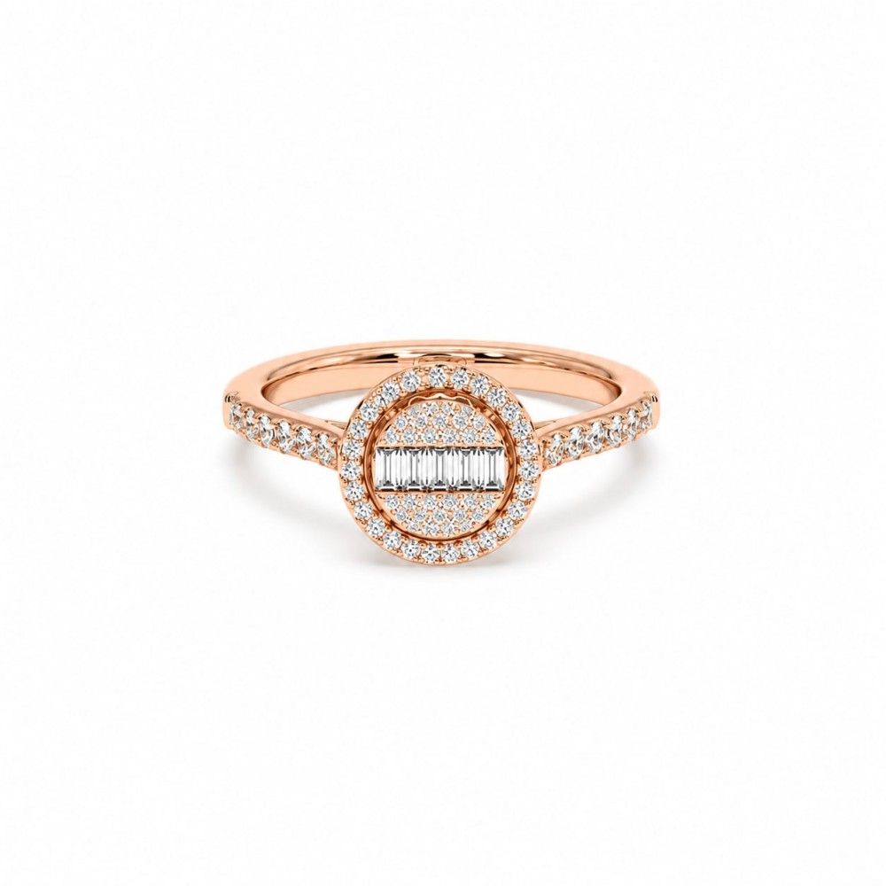Inel cu Diamante rotunde de 0.29 ct si Diamante Baget de 0.14 ct