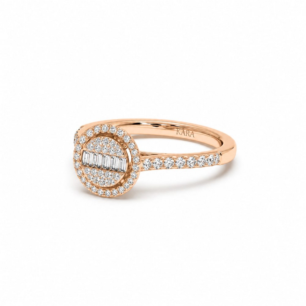 Inel cu Diamante rotunde de 0.29 ct si Diamante Baget de 0.14 ct