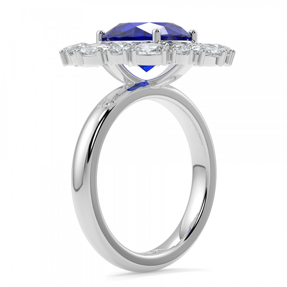 Inel cu diamante rotunde de 0.69 ct , diamante ovale de 0.75 ct si Tanzanite de 3.37 ct