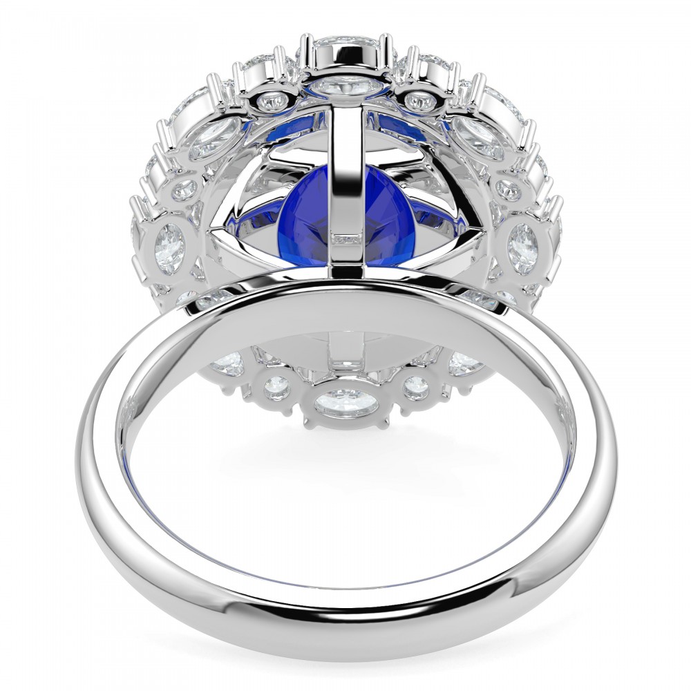 Inel cu diamante rotunde de 0.69 ct , diamante ovale de 0.75 ct si Tanzanite de 3.37 ct