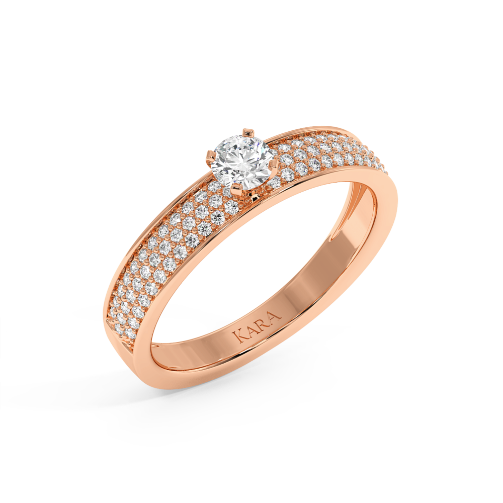 Inel de logodna cu diamant central de 0.22 ct si diamante laterale de 0.25 ct