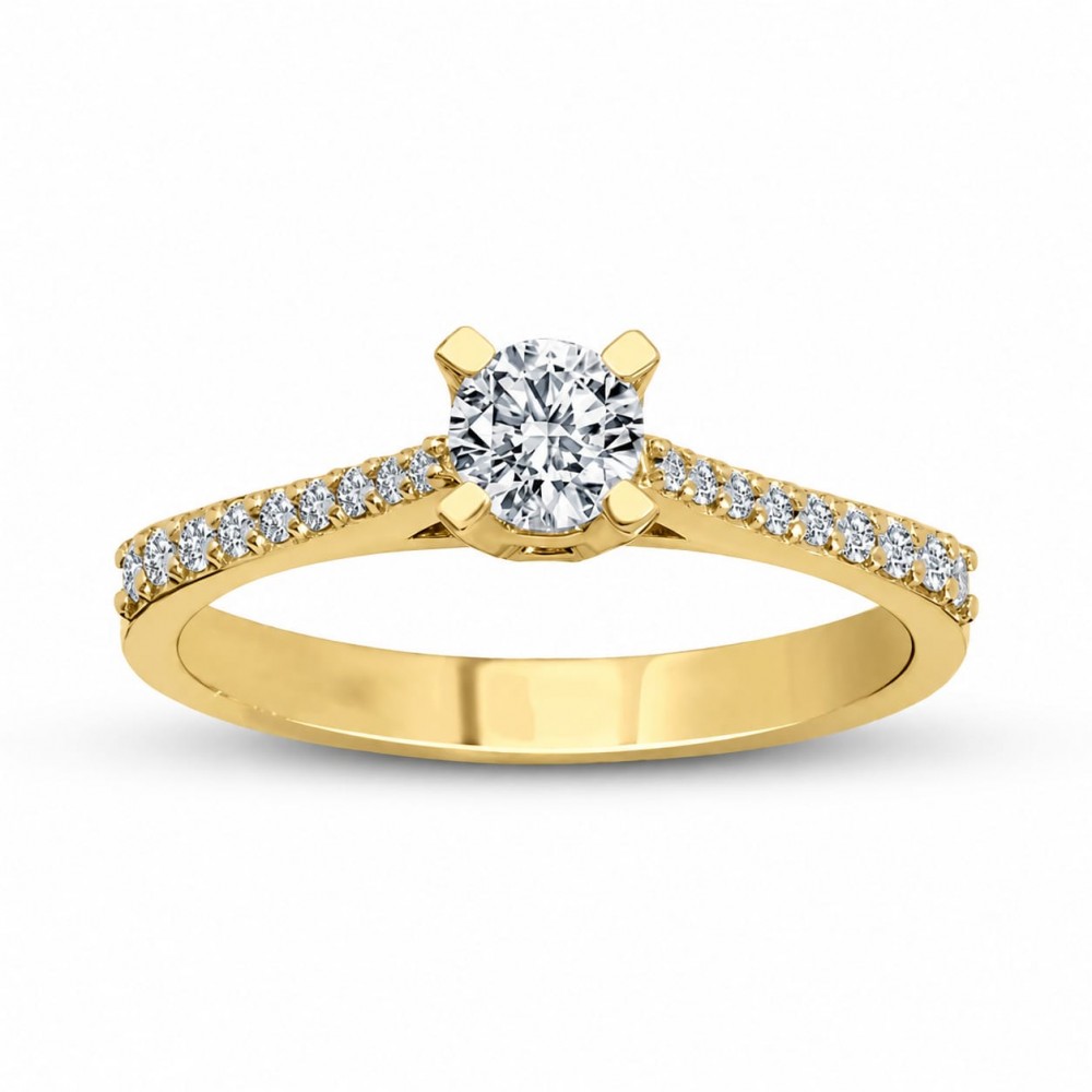 Inel de logodna cu diamant central de 0.25 ct si diamante laterale de 0.15 ct