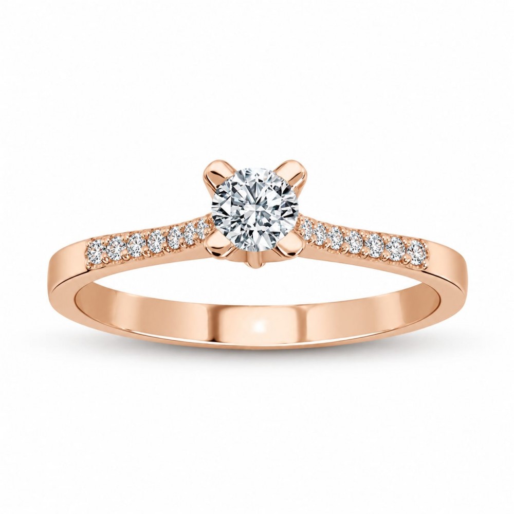 Inel de logodna cu diamant central de 0.25 ct si diamante laterale de 0.20 ct