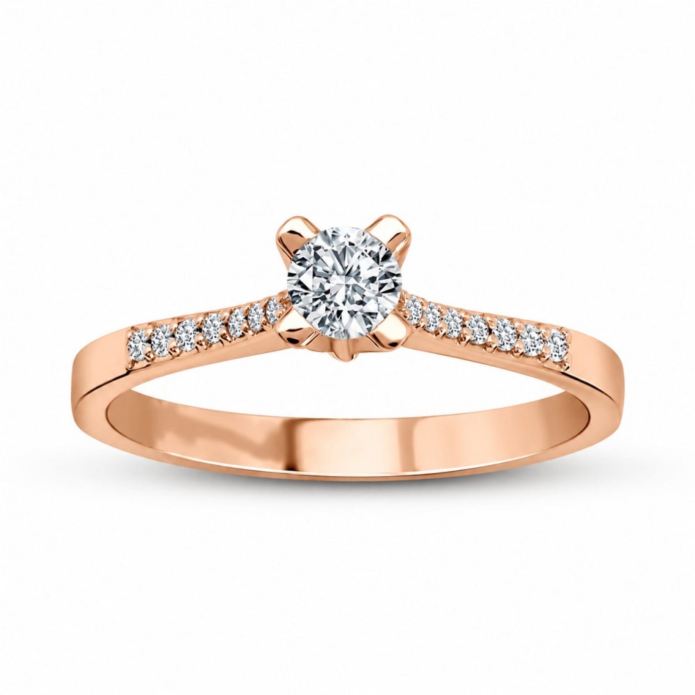 Inel de logodna cu diamant central de 0.30 ct si diamante laterale de 0.09 ct