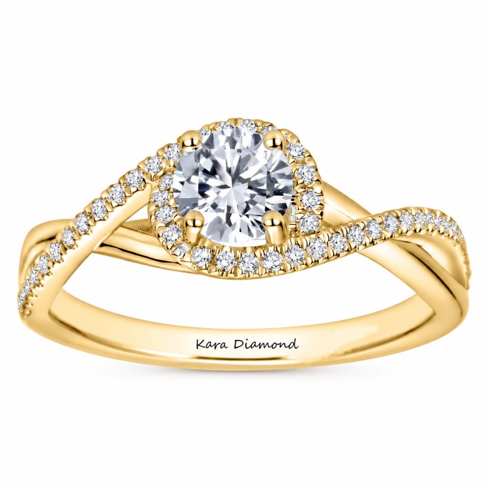 Inel de logodna cu diamant central de 0.35ct si diamante laterale de 0.40c