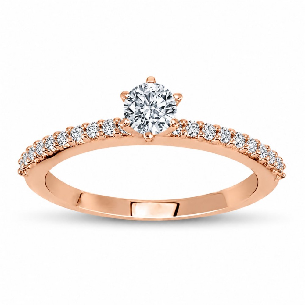 Inel de logodna cu diamant central de 0.36 ct si diamante laterale de 0.11 ct