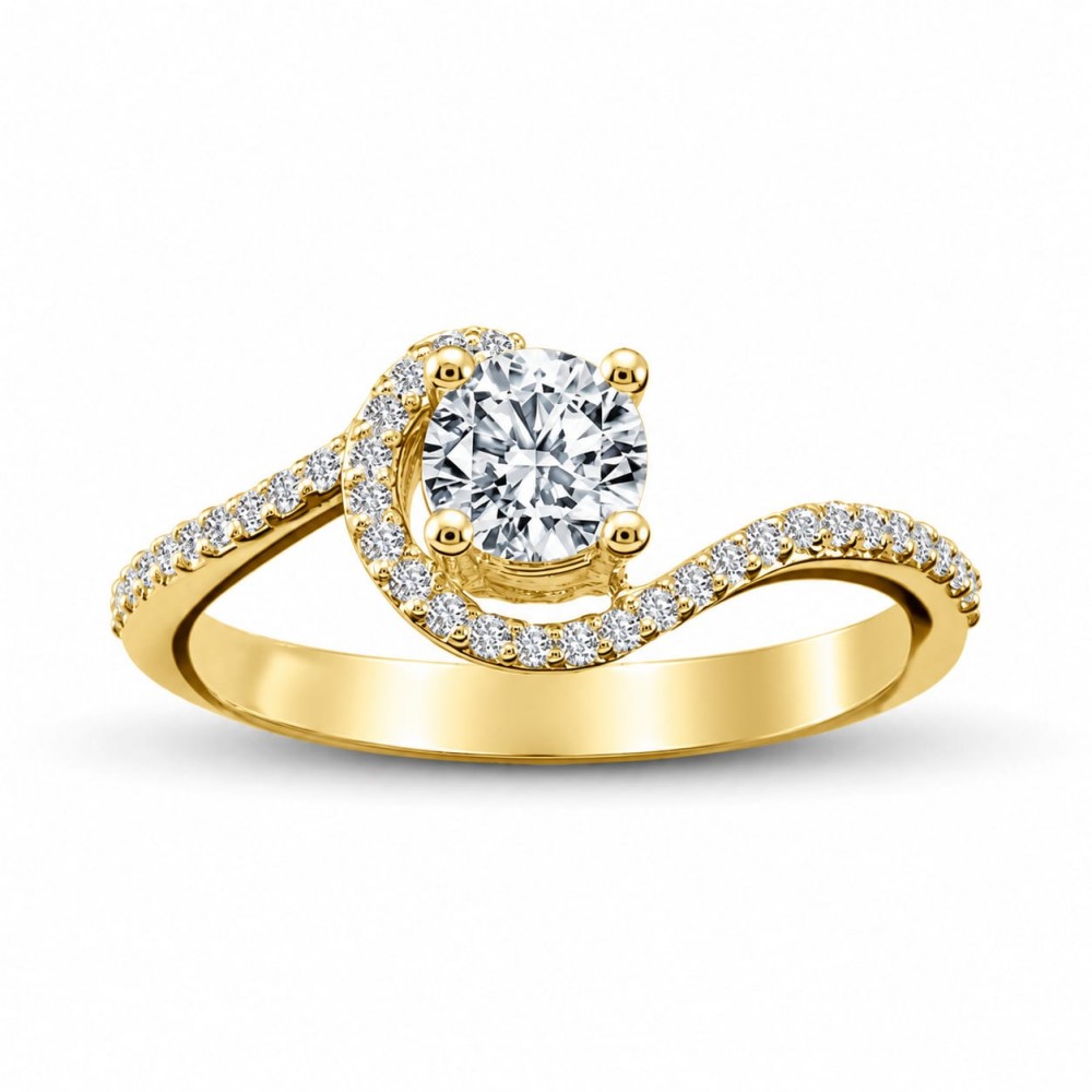 Inel de logodna cu diamant central de 0.40 ct si diamante laterale de 0.18 ct