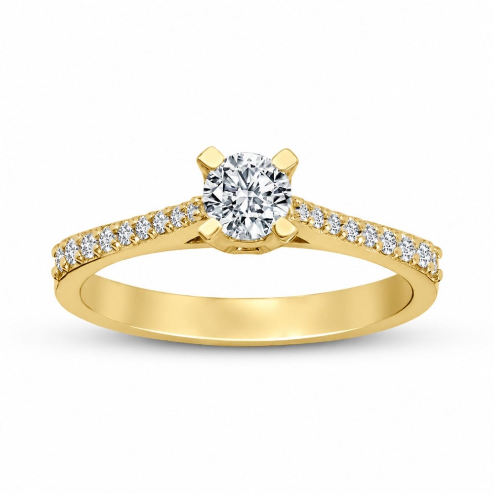 Inel de logodna cu diamant central de 0.40 ct si diamante laterale de 0.20 ct