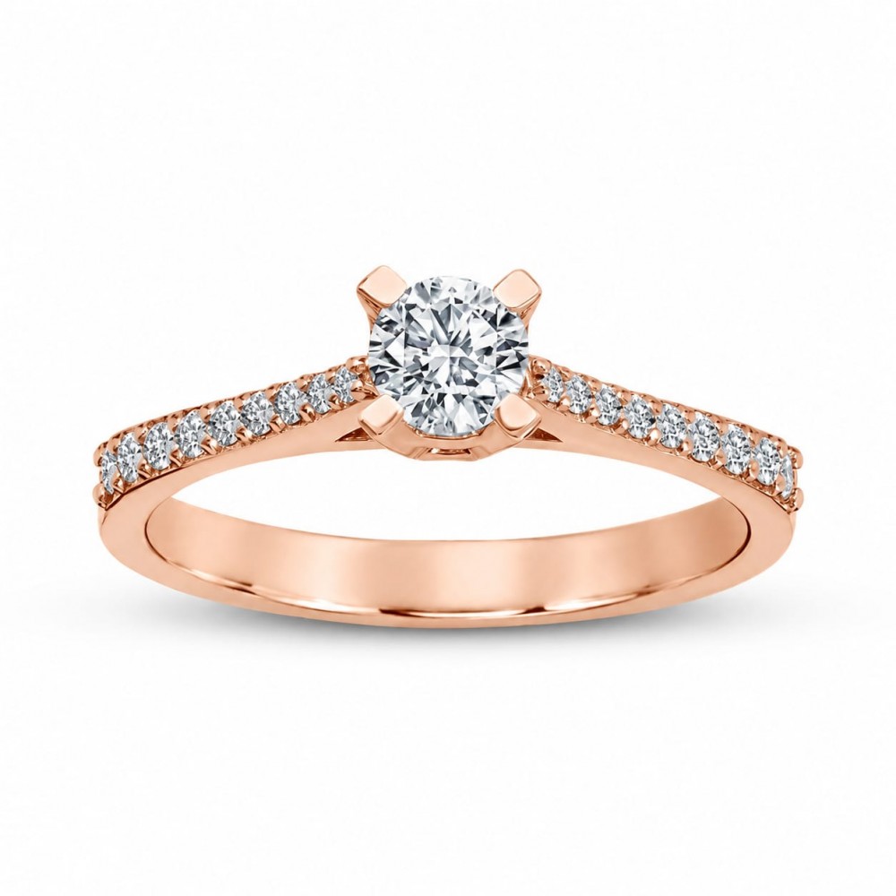 Inel de logodna cu diamant central de 0.40 ct si diamante laterale de 0.20 ct