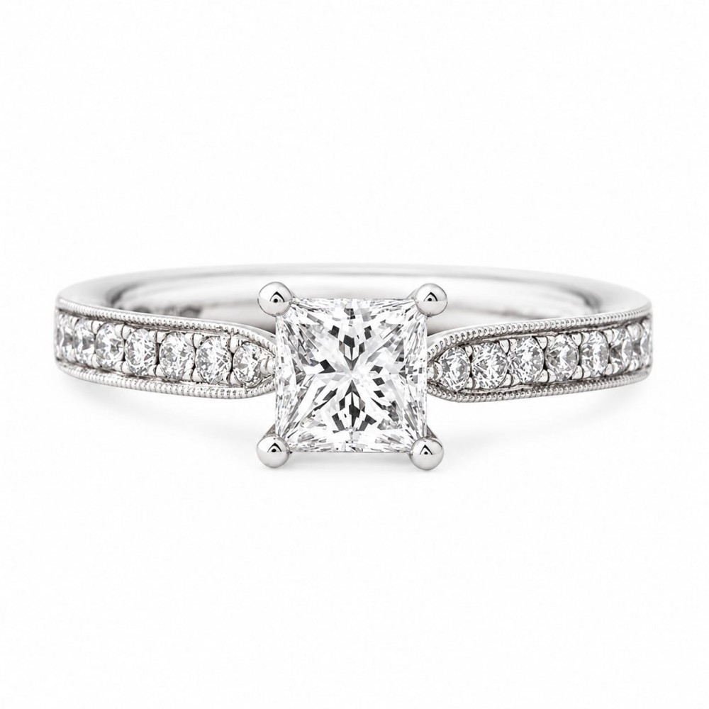Inel de logodna cu diamant central de 0.60 ct si diamante laterale de 0.25ct