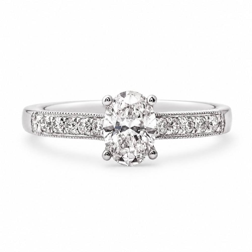 Inel de logodna cu diamant central de 0.60 ct si diamante laterale de 0.30 ct