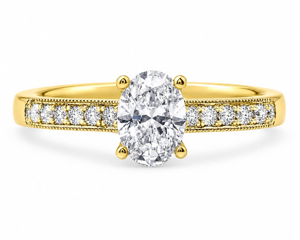 Inel de logodna cu diamant central de 0.60 ct si diamante laterale de 0.30 ct