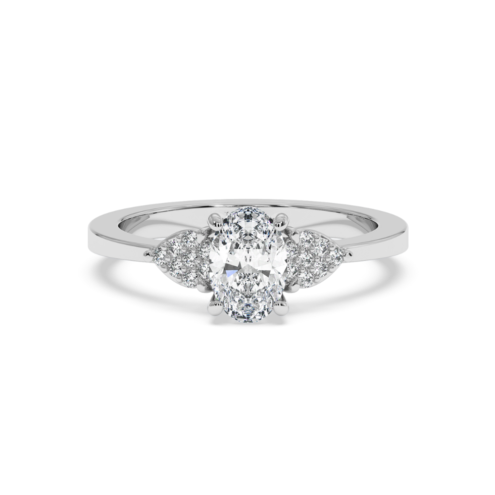 Inel de logodna cu Diamant central oval de 0.71 ct si diamante laterale de 0.08 ct