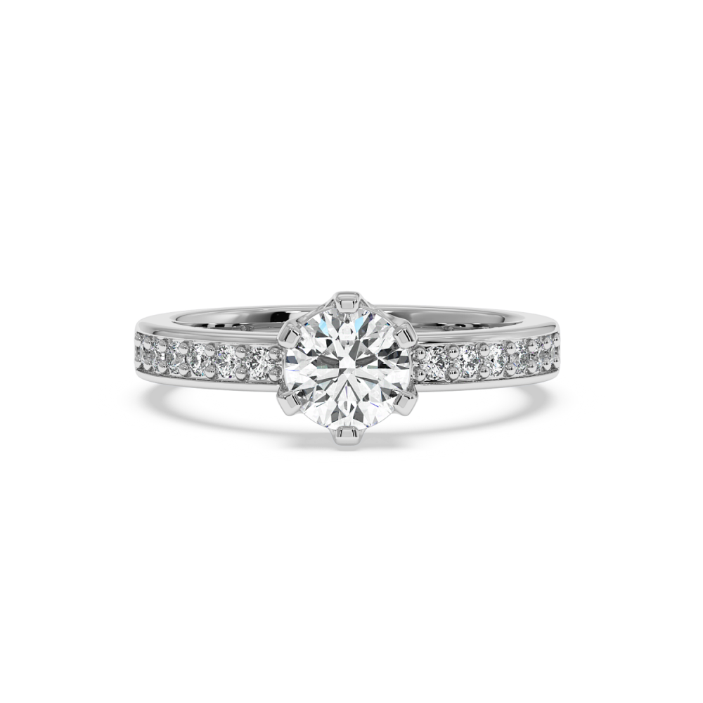 Inel de logodna cu diamant central de 0.75 ct si diamante laterale de 0.25 ct