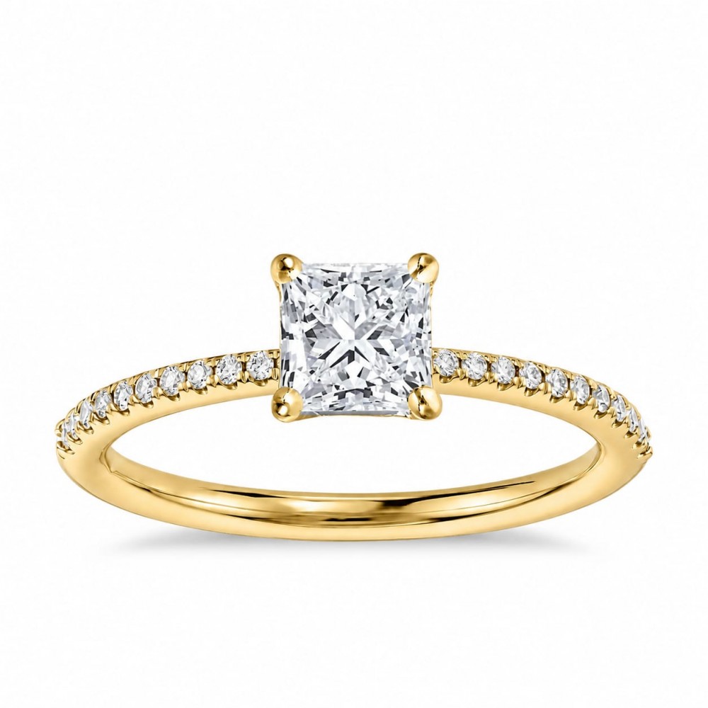 Inel de logodna cu diamant central de 0.90 ct si diamante laterale de 0.30 ct