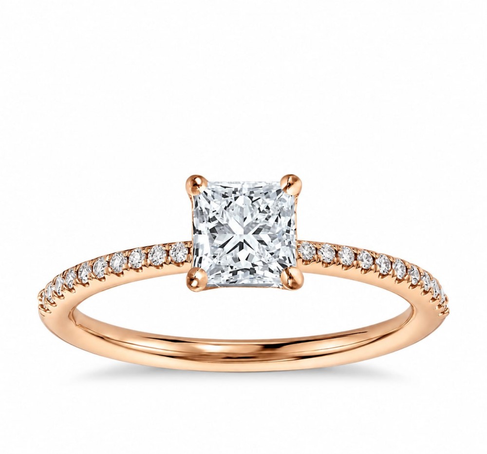 Inel de logodna cu diamant central de 0.90 ct si diamante laterale de 0.30 ct
