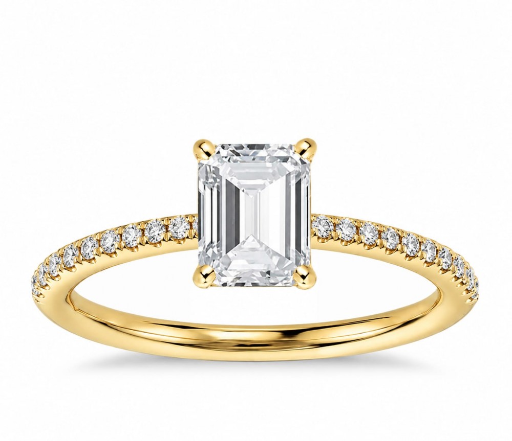 Inel de logodna cu diamant central de 0.90 ct si diamante laterale de 0.30 ct