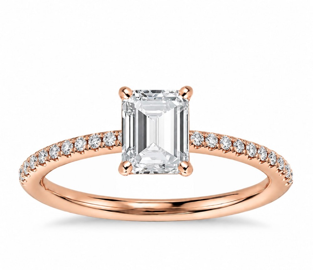 Inel de logodna cu diamant central de 0.90 ct si diamante laterale de 0.30 ct