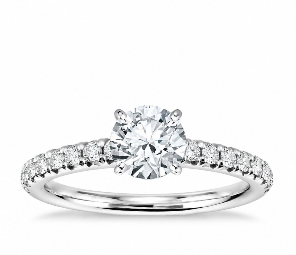 Inel de logodna cu diamant central de 0.90 ct si diamante laterale de 0.30 ct