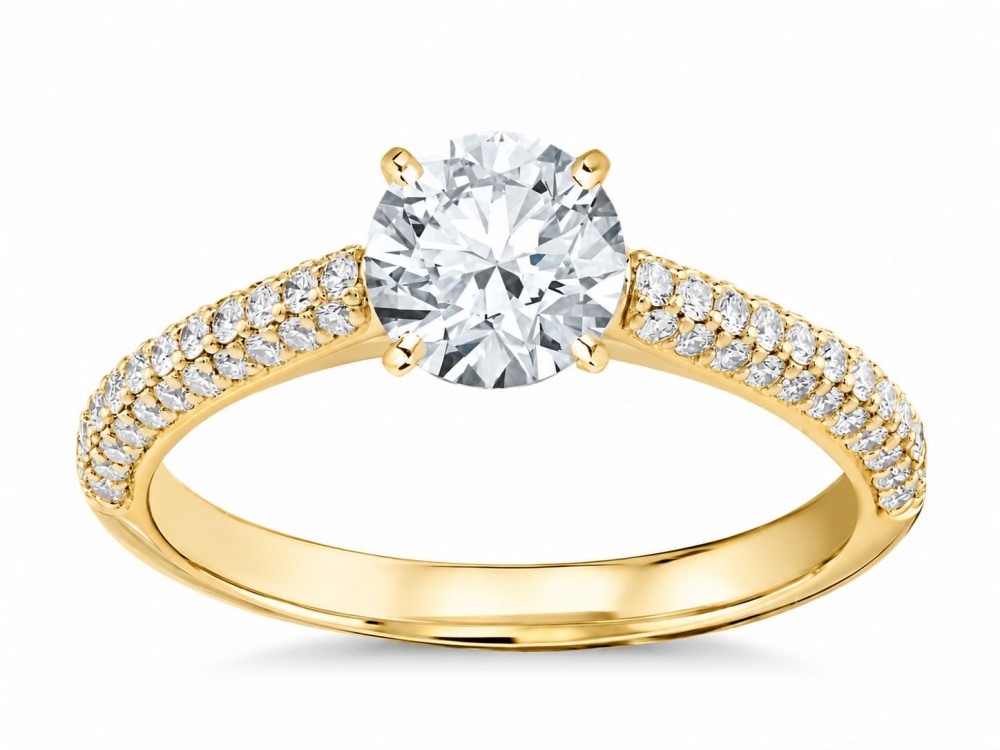 Inel de logodna cu diamant central de 0.90 ct si diamante laterale de 0.40 ct