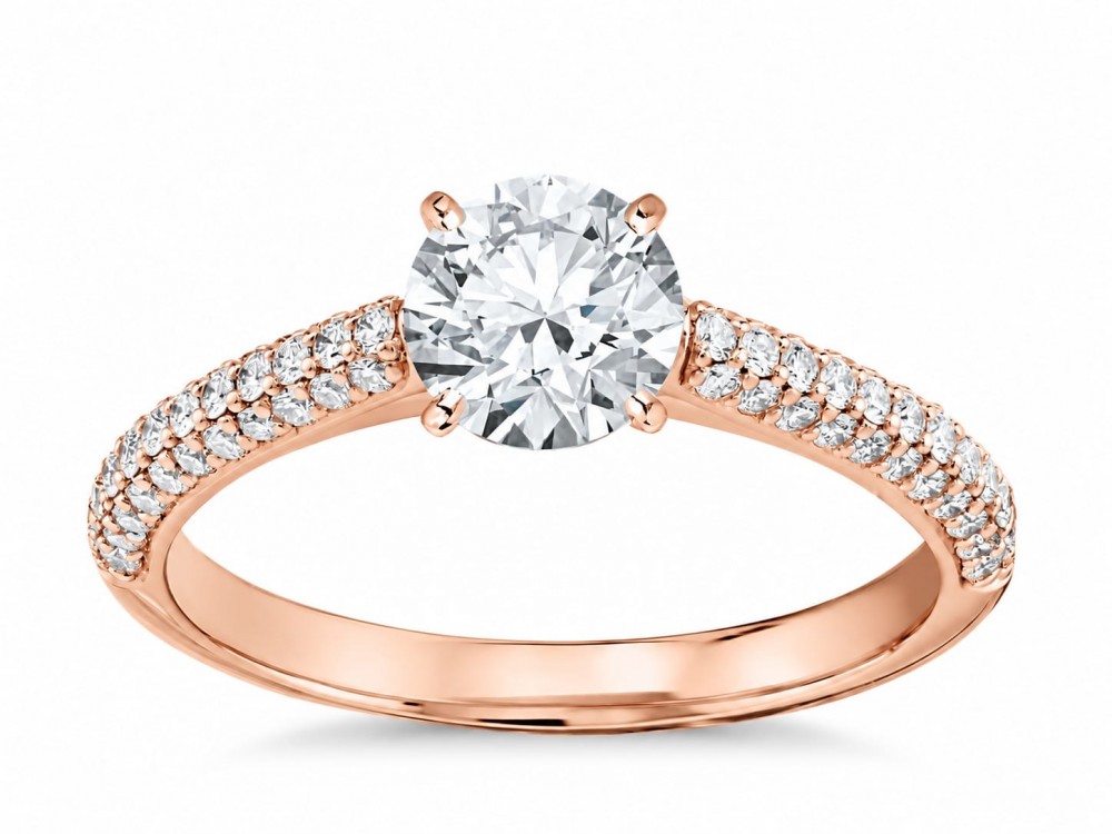 Inel de logodna cu diamant central de 0.90 ct si diamante laterale de 0.40 ct