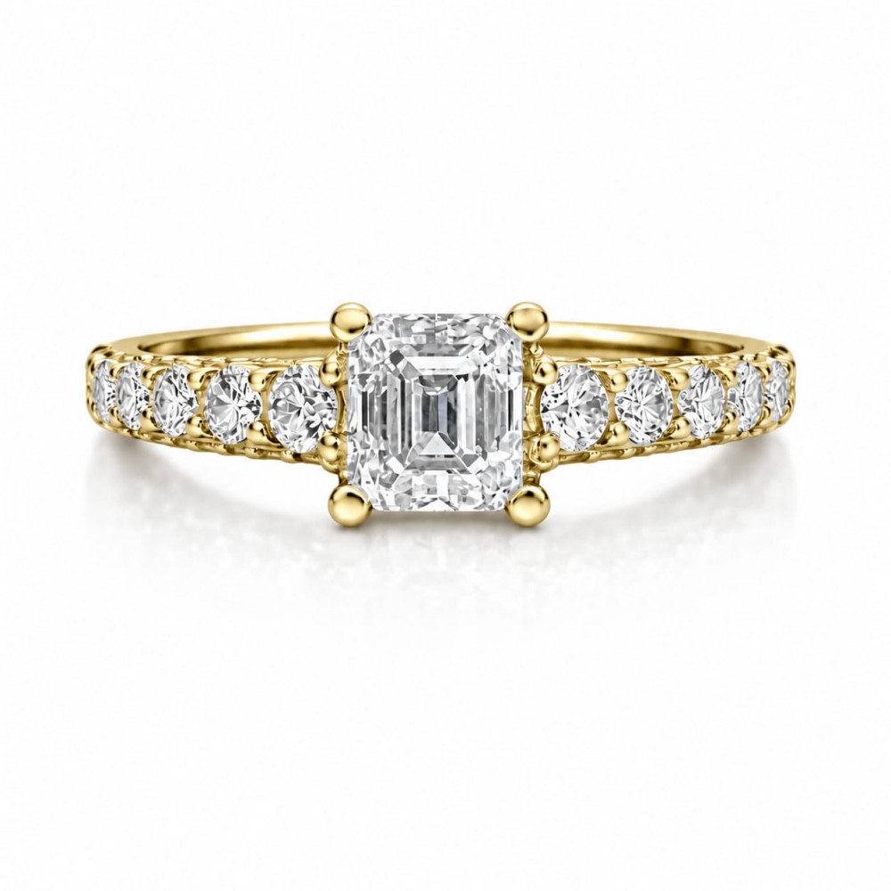 Inel de logodna cu diamant central de 1.00 ct si diamante laterale de 1.17ct