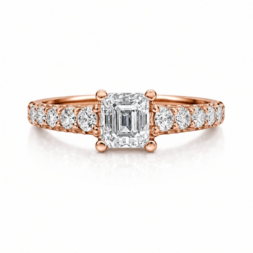 Inel de logodna cu diamant central de 1.00 ct si diamante laterale de 1.17ct