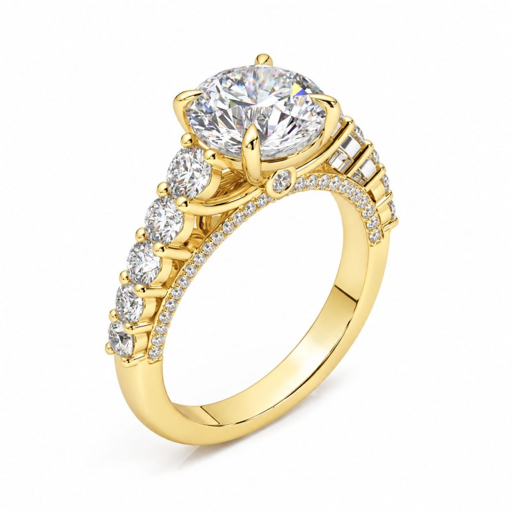 Inel de logodna cu Diamant central de 3.11 ct si diamante laterale de 1.57 ct