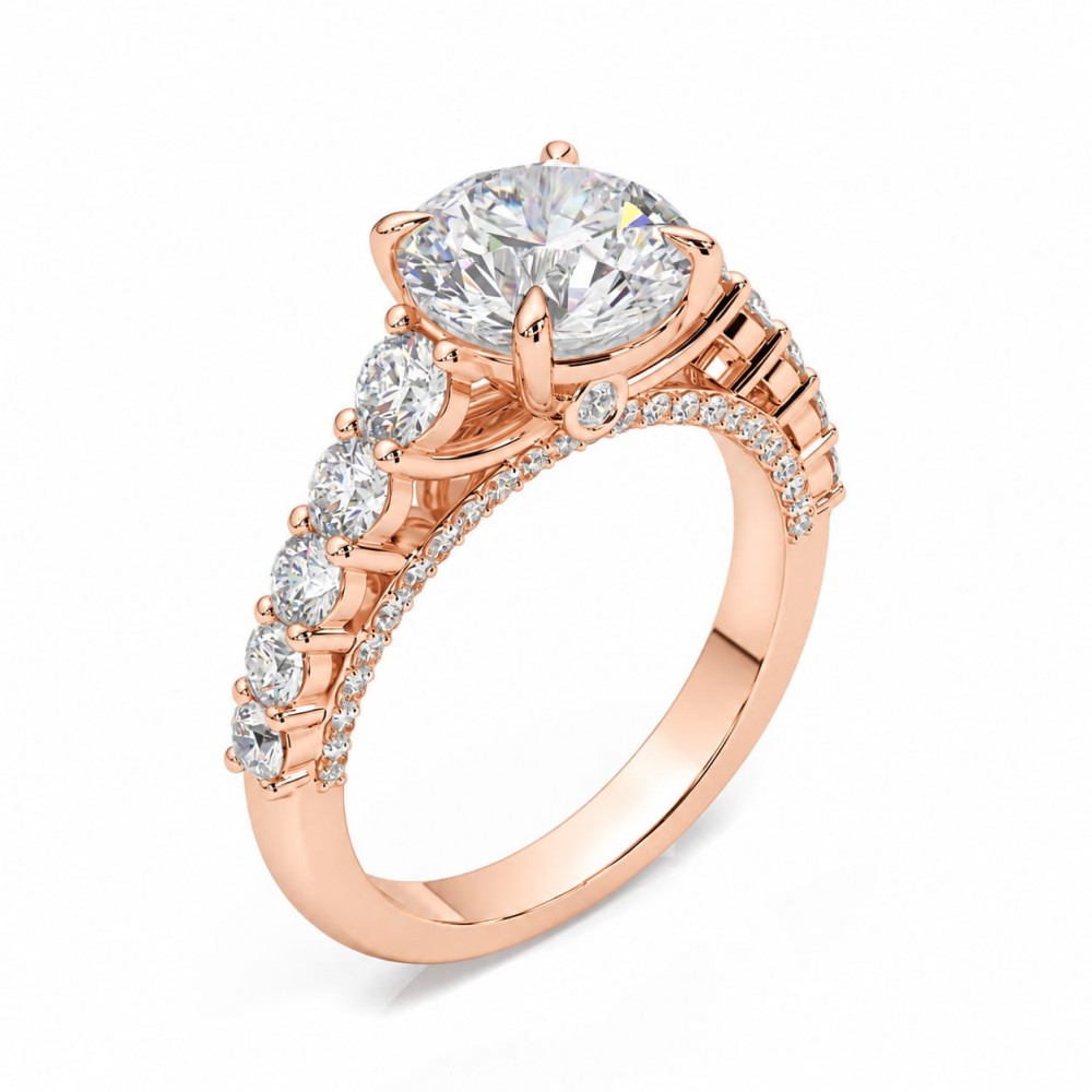 Inel de logodna cu Diamant central de 3.11 ct si diamante laterale de 1.57 ct