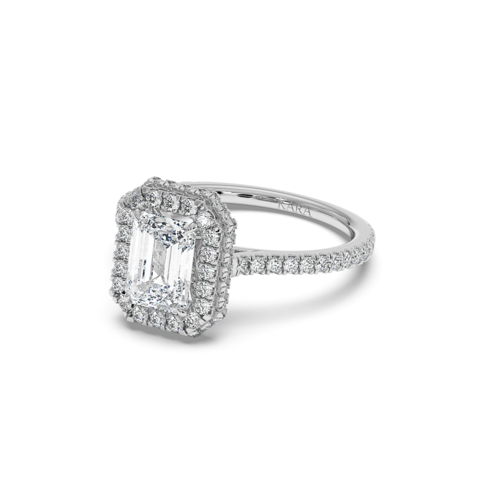 Inel de Logodna cu Diamant Central Emerald Cut de 1.45ct si Diamante Laterale Rotunde de 0.59ct