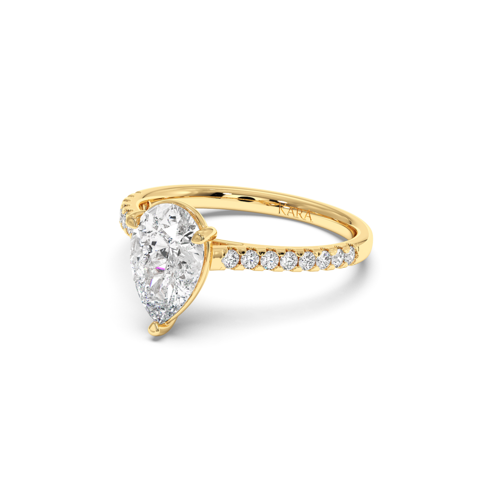 Inel de Logodna cu Diamant Central Pear Cut de 1.50ct si Diamante Laterale de 0.20ct